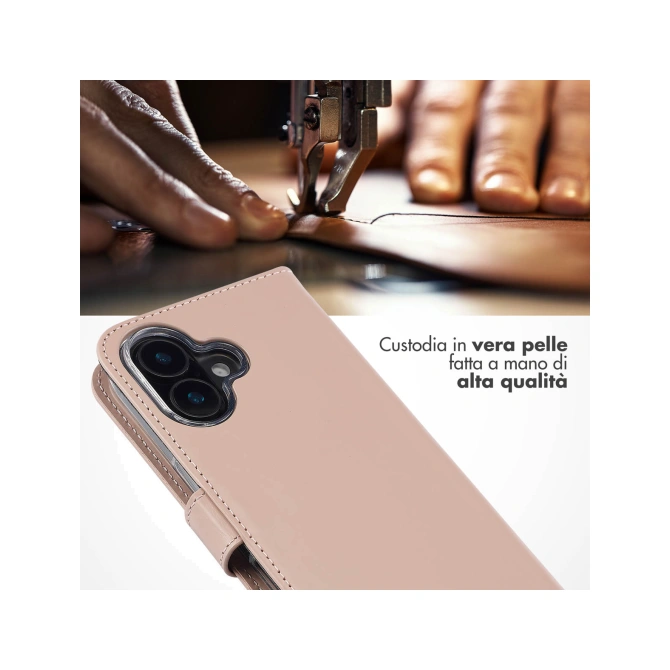 Selencia Echt Leren Bookcase Apple iPhone 16 Plus - Dusty Pink