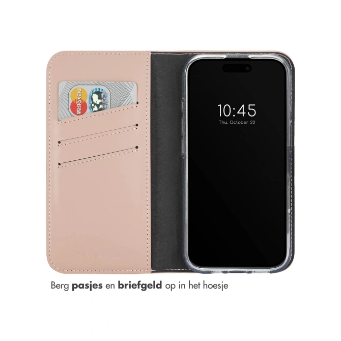 Selencia Echt Leren Bookcase Apple iPhone 16 Plus - Dusty Pink