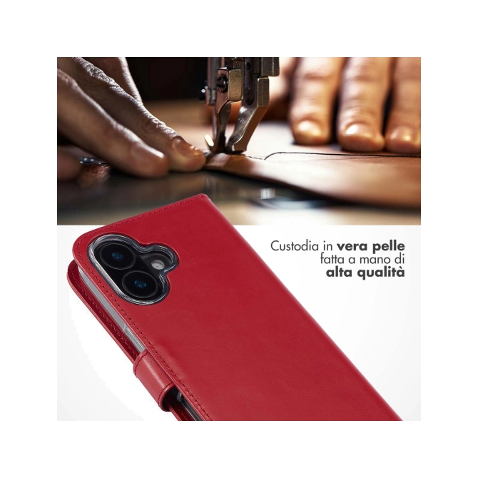 Selencia Echt Leren Bookcase Apple iPhone 16 Plus - Rood