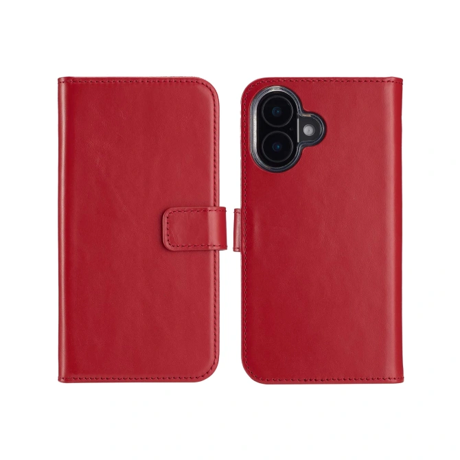 Selencia Echt Leren Bookcase Apple iPhone 16 Plus - Rood