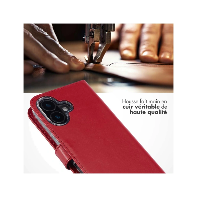 Selencia Echt Leren Bookcase Apple iPhone 16 Plus - Rood