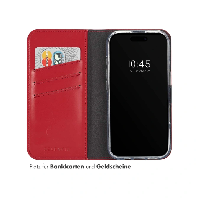 Selencia Echt Leren Bookcase Apple iPhone 16 Plus - Rood