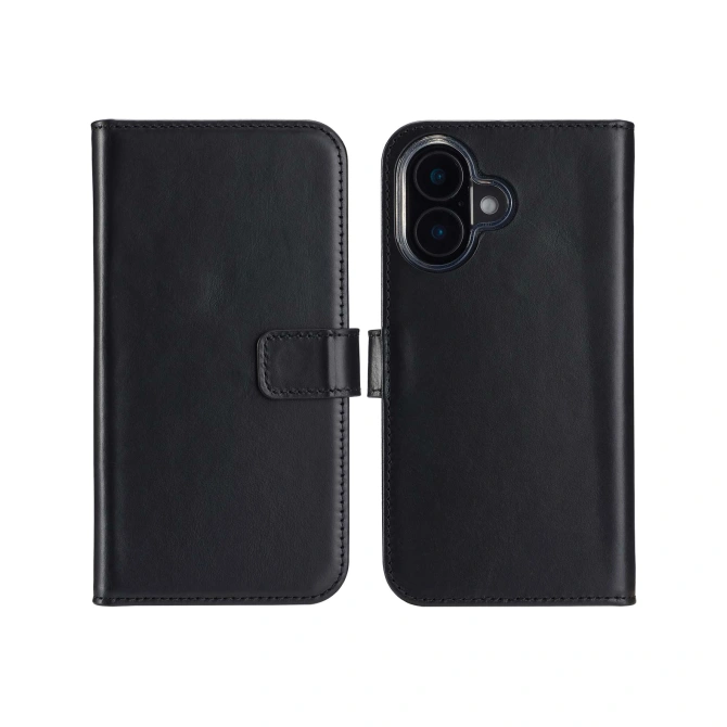 Selencia Echt Leren Bookcase Apple iPhone 16 Plus - Zwart