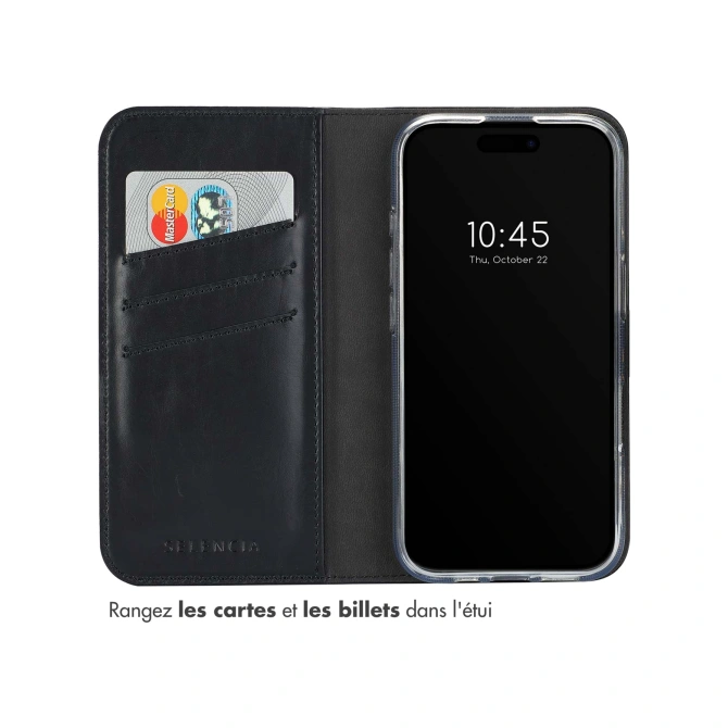 Selencia Echt Leren Bookcase Apple iPhone 16 Plus - Zwart