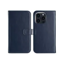 Selencia Echt Leren Bookcase Apple iPhone 16 Pro - Blauw