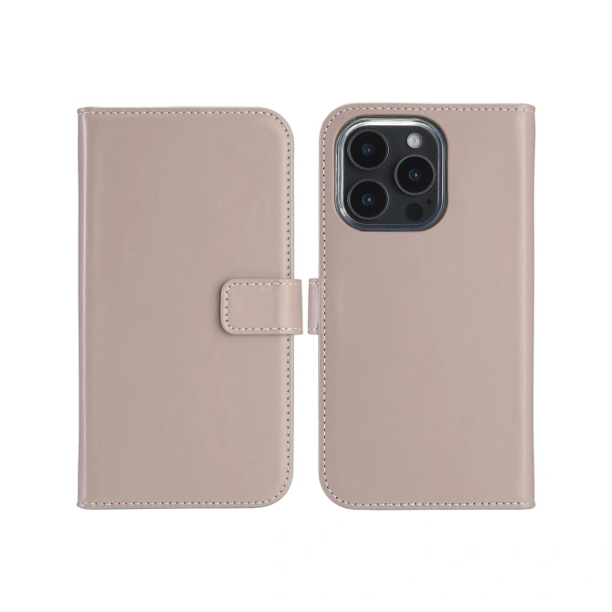 Selencia Echt Leren Bookcase Apple iPhone 16 Pro - Dusty Pink