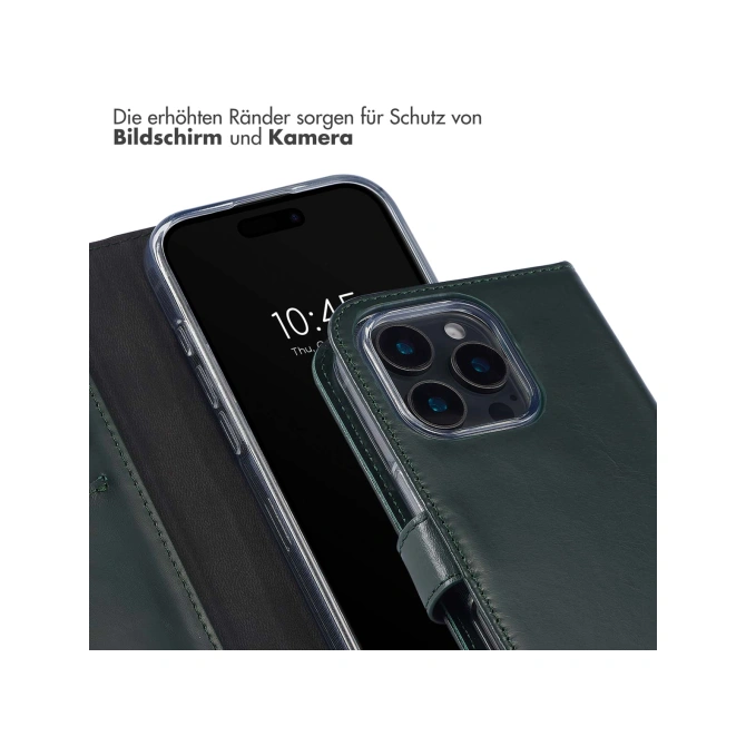 Selencia Echt Leren Bookcase Apple iPhone 16 Pro - Groen