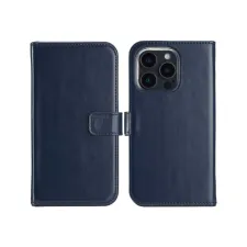 Selencia Echt Leren Bookcase Apple iPhone 16 Pro Max - Blauw