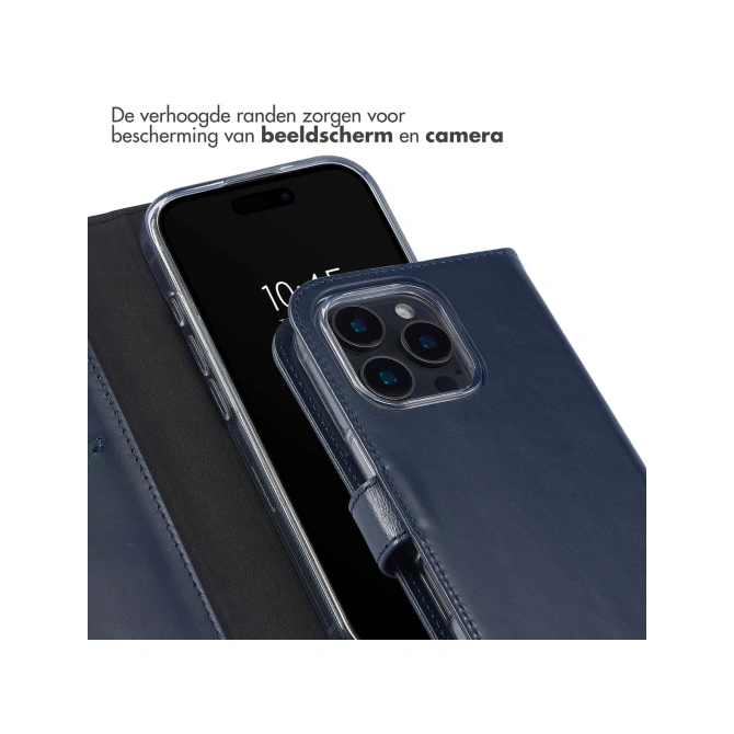 Selencia Echt Leren Bookcase Apple iPhone 16 Pro Max - Blauw