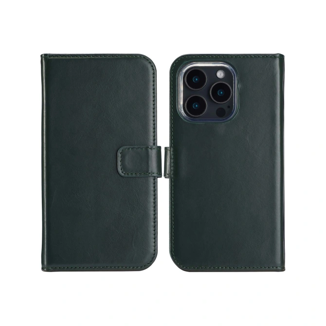Selencia Echt Leren Bookcase Apple iPhone 16 Pro Max - Groen