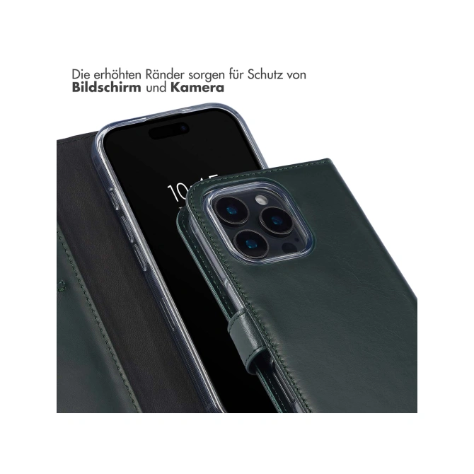 Selencia Echt Leren Bookcase Apple iPhone 16 Pro Max - Groen