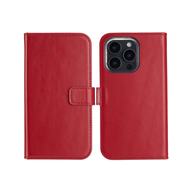 Selencia Echt Leren Bookcase Apple iPhone 16 Pro Max - Rood