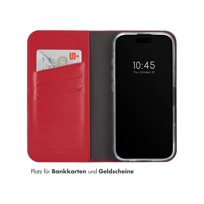 Selencia Echt Leren Bookcase Apple iPhone 16 Pro Max - Rood