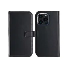 Selencia Echt Leren Bookcase Apple iPhone 16 Pro Max - Zwart