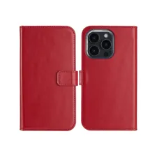 Selencia Echt Leren Bookcase Apple iPhone 16 Pro - Rood