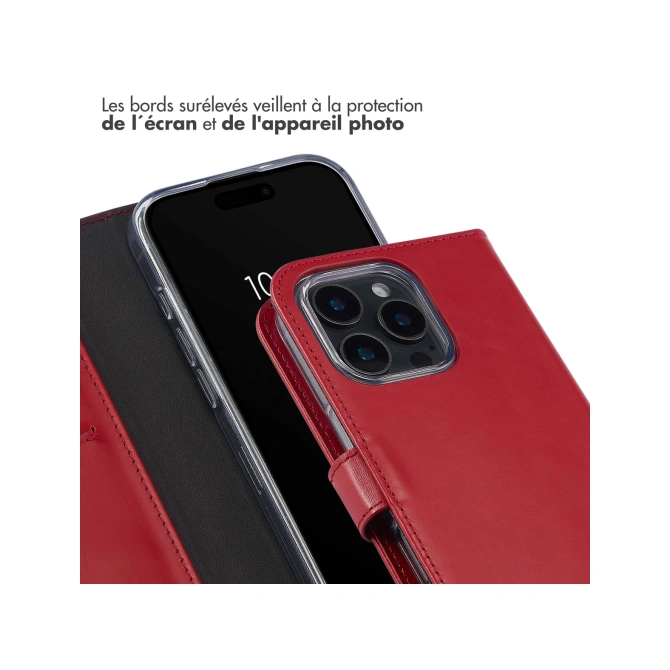 Selencia Echt Leren Bookcase Apple iPhone 16 Pro - Rood