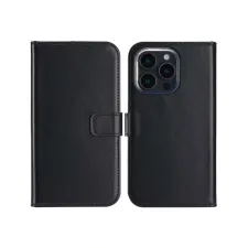 Selencia Echt Leren Bookcase Apple iPhone 16 Pro - Zwart