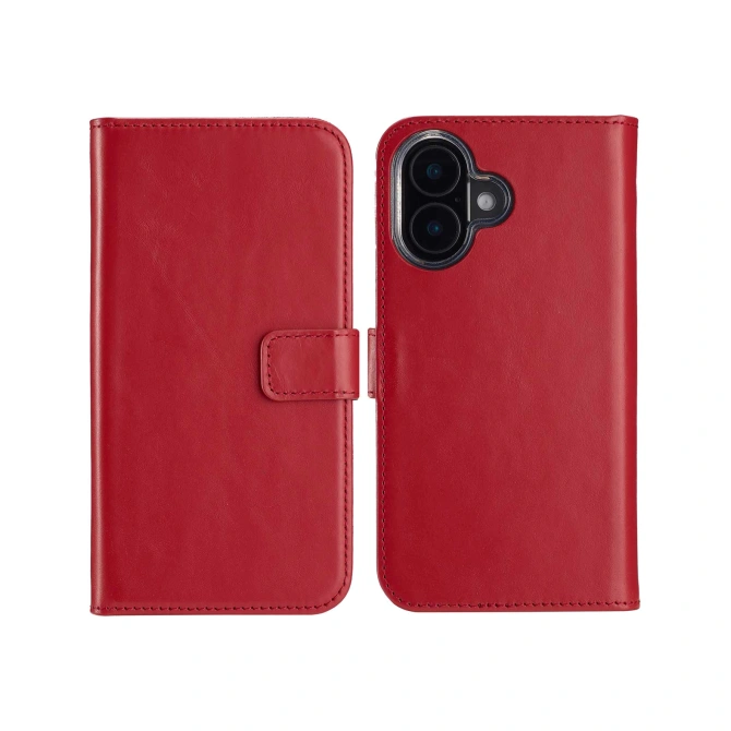 Selencia Echt Leren Bookcase Apple iPhone 16 - Rood
