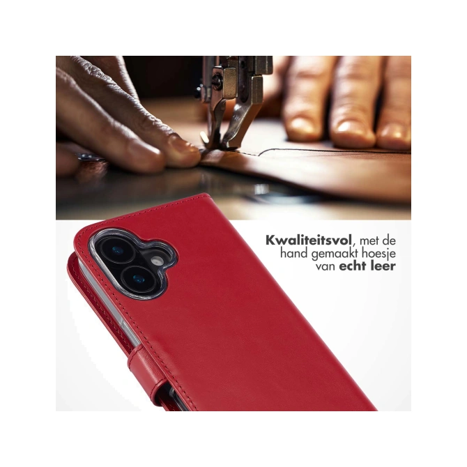 Selencia Echt Leren Bookcase Apple iPhone 16 - Rood