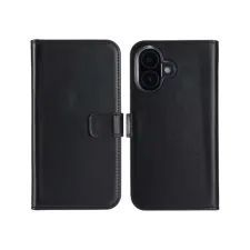 Selencia Echt Leren Bookcase Apple iPhone 16 - Zwart