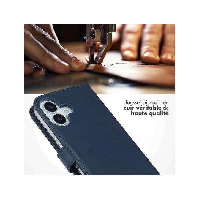Selencia Echt Leren Bookcase Apple iPhone 17 - Blauw