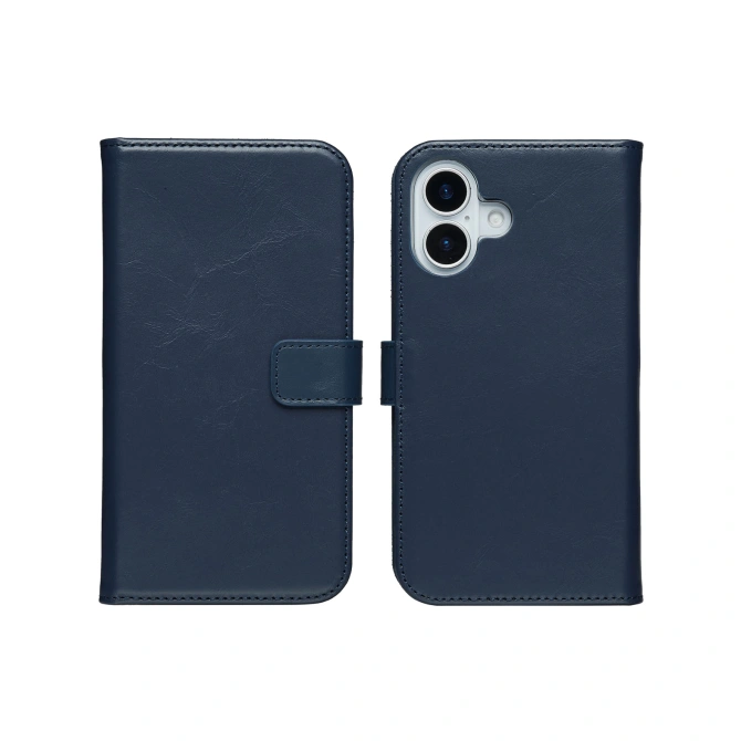Selencia Echt Leren Bookcase Apple iPhone 17 - Blauw
