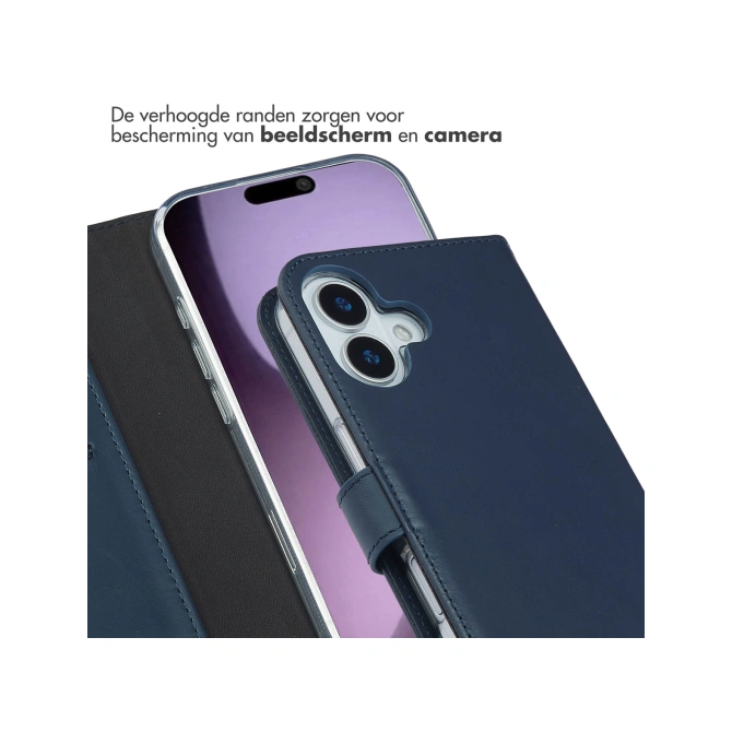 Selencia Echt Leren Bookcase Apple iPhone 17 - Blauw