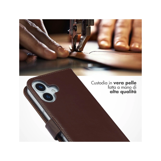 Selencia Echt Leren Bookcase Apple iPhone 17 - Bruin