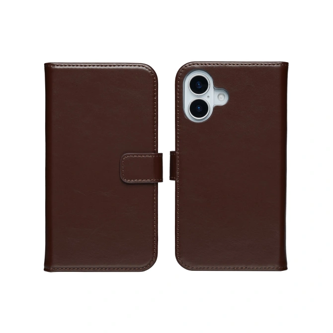 Selencia Echt Leren Bookcase Apple iPhone 17 - Bruin