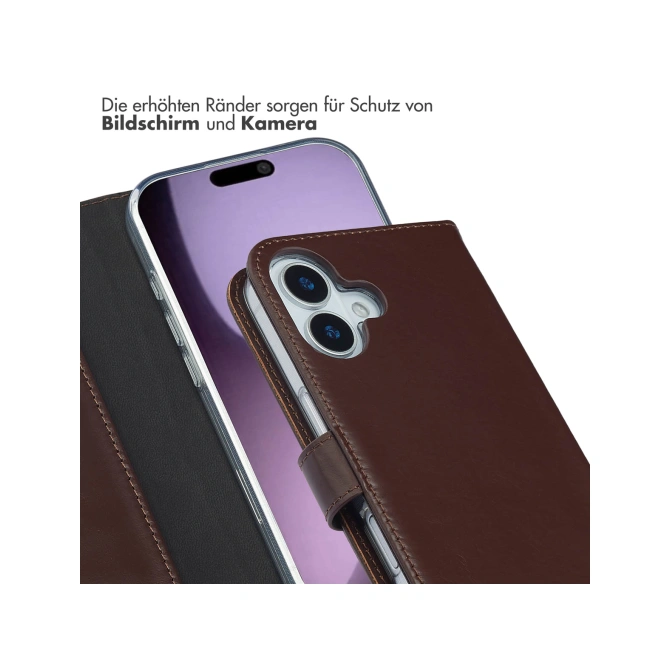 Selencia Echt Leren Bookcase Apple iPhone 17 - Bruin