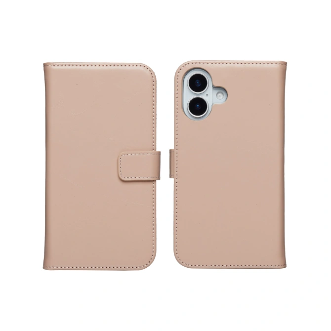 Selencia Echt Leren Bookcase Apple iPhone 17 - Dusty Pink