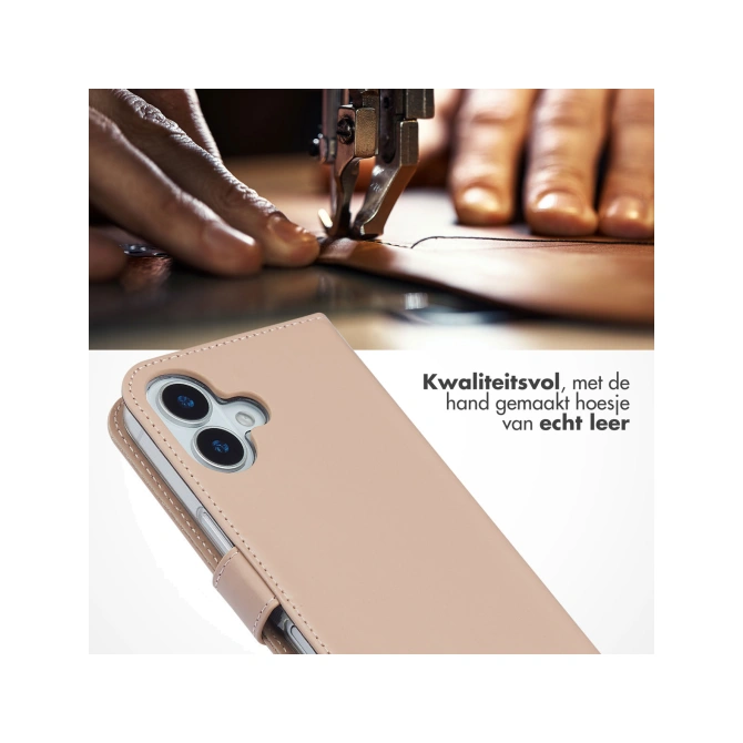 Selencia Echt Leren Bookcase Apple iPhone 17 - Dusty Pink