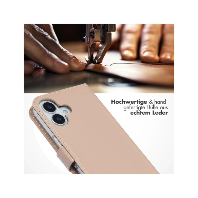 Selencia Echt Leren Bookcase Apple iPhone 17 - Dusty Pink