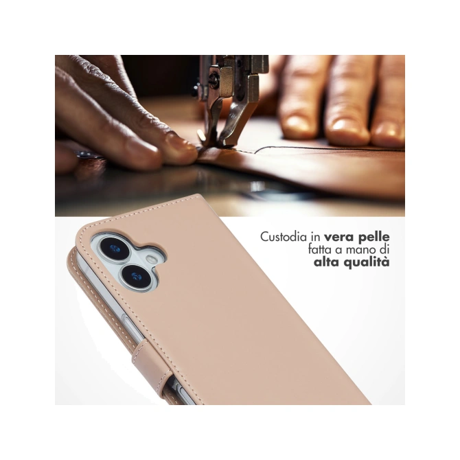 Selencia Echt Leren Bookcase Apple iPhone 17 - Dusty Pink