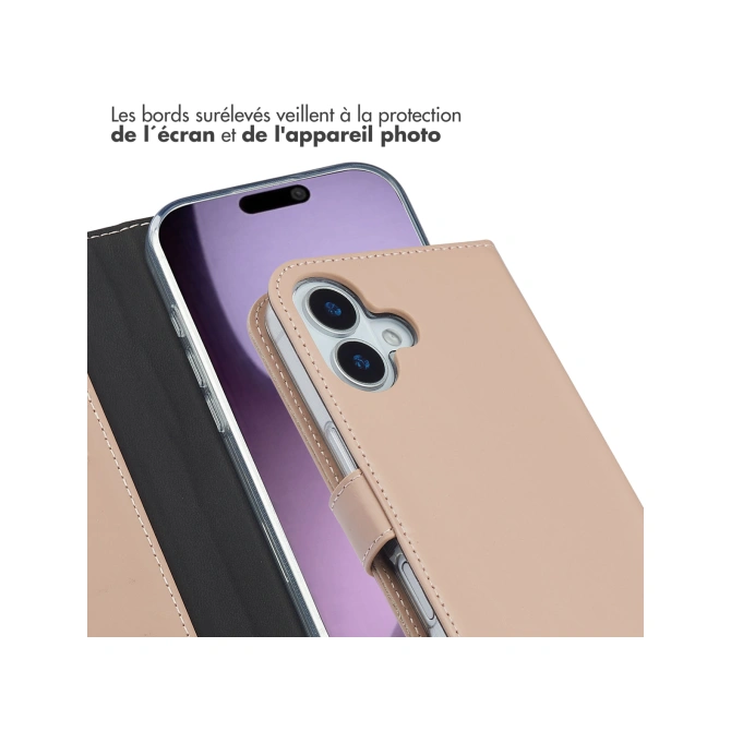 Selencia Echt Leren Bookcase Apple iPhone 17 - Dusty Pink