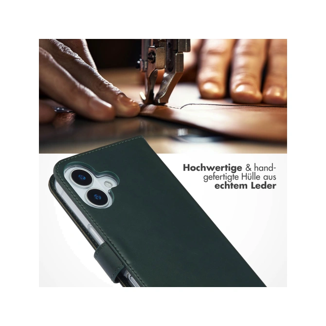 Selencia Echt Leren Bookcase Apple iPhone 17 - Groen