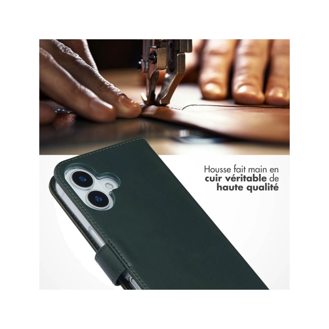 Selencia Echt Leren Bookcase Apple iPhone 17 - Groen