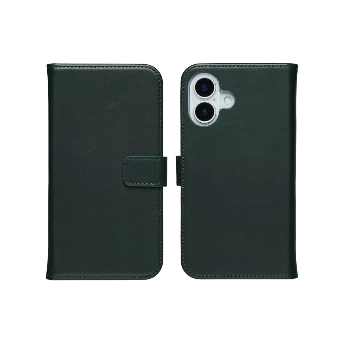 Selencia Echt Leren Bookcase Apple iPhone 17 - Groen