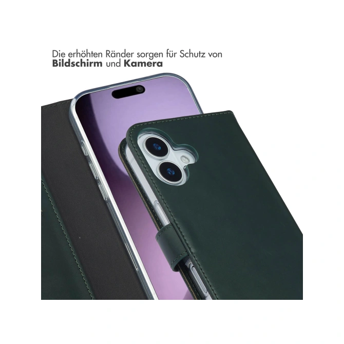 Selencia Echt Leren Bookcase Apple iPhone 17 - Groen