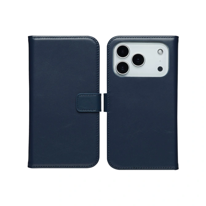Selencia Echt Leren Bookcase Apple iPhone 17 Pro - Blauw