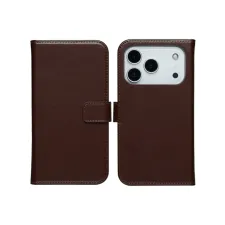Selencia Echt Leren Bookcase Apple iPhone 17 Pro - Bruin