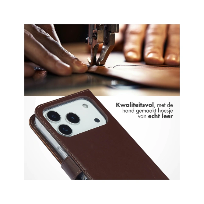 Selencia Echt Leren Bookcase Apple iPhone 17 Pro - Bruin