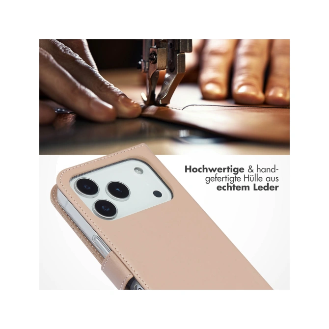 Selencia Echt Leren Bookcase Apple iPhone 17 Pro - Dusty Pink