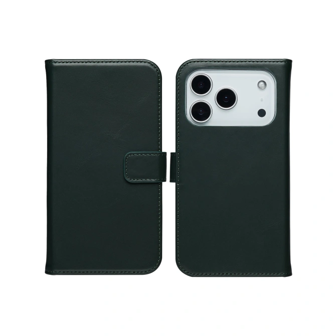 Selencia Echt Leren Bookcase Apple iPhone 17 Pro Max - Groen