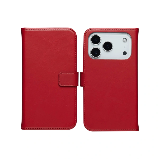 Selencia Echt Leren Bookcase Apple iPhone 17 Pro Max - Rood
