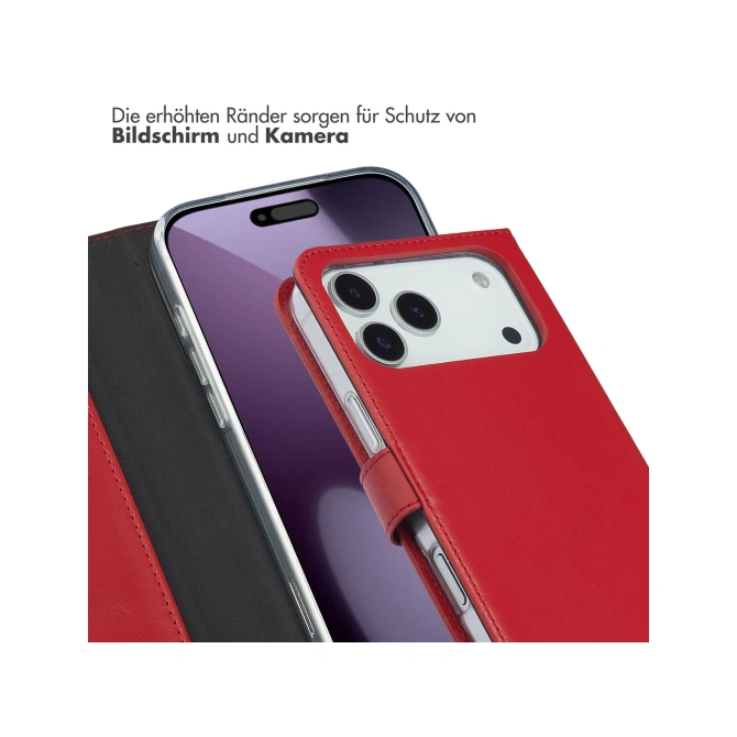 Selencia Echt Leren Bookcase Apple iPhone 17 Pro Max - Rood