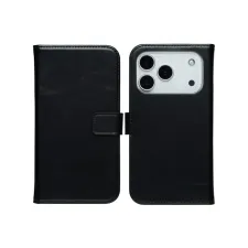 Selencia Echt Leren Bookcase Apple iPhone 17 Pro Max - Zwart