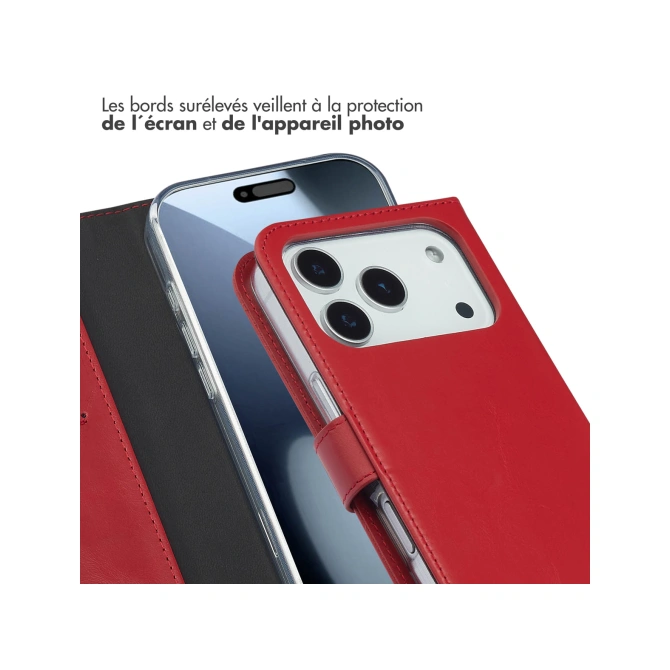 Selencia Echt Leren Bookcase Apple iPhone 17 Pro - Rood