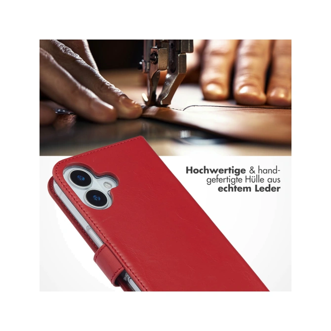 Selencia Echt Leren Bookcase Apple iPhone 17 - Rood
