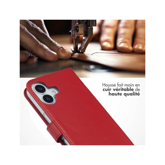 Selencia Echt Leren Bookcase Apple iPhone 17 - Rood
